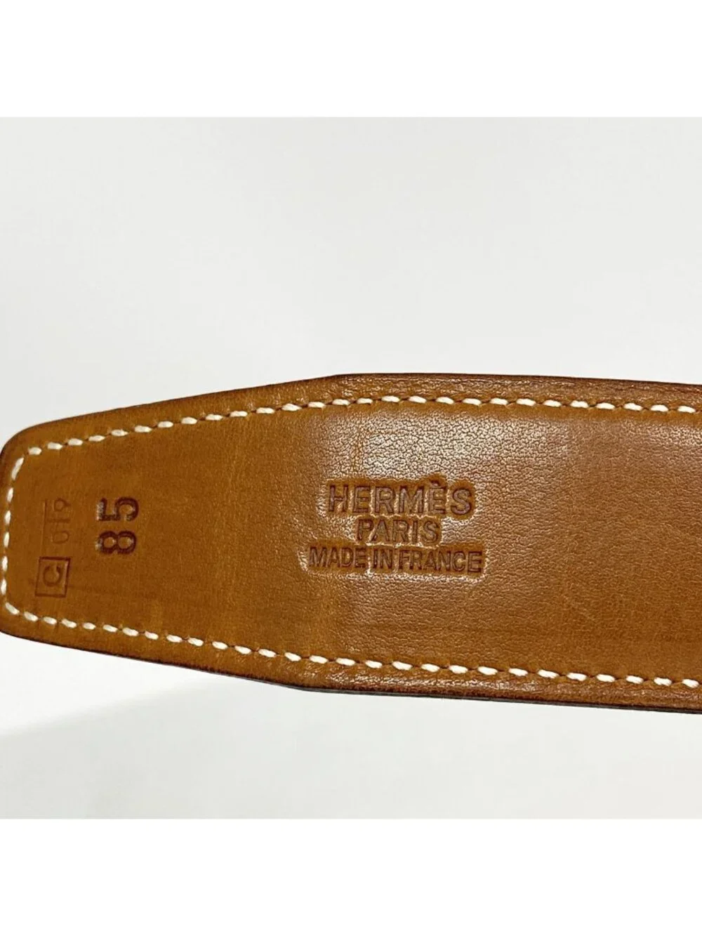 Hermes Belt Constance Box Calf Barenia Fauve Blue Navy Silver